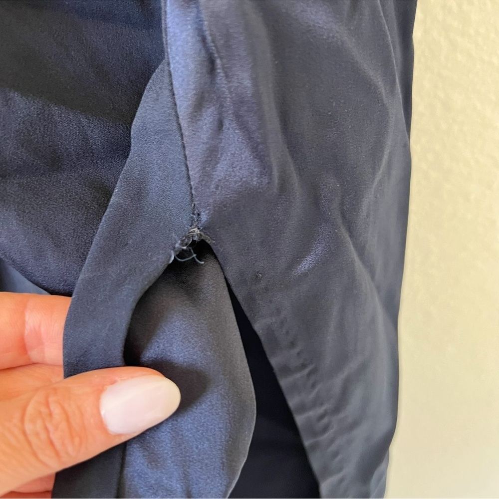 Sid Neigum Navy Gathered Satin Midi Skirt In Navy Blue — image 5 of 8